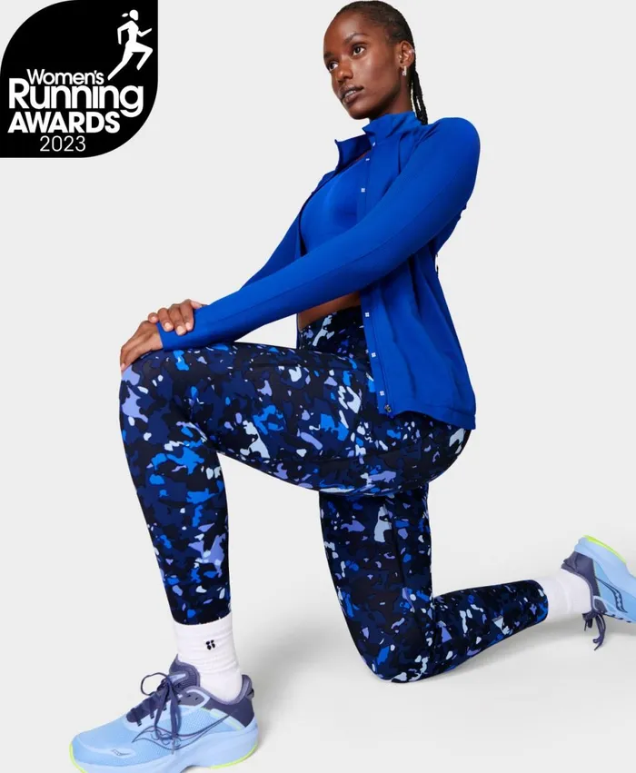 Women Zero Gravity Running Leggings Blue Camo Terrain Print Sweaty Betty Pocketed Women Zero Gravity Running Leggings Blue Camo Terrain Print Sweaty Betty Pocketed