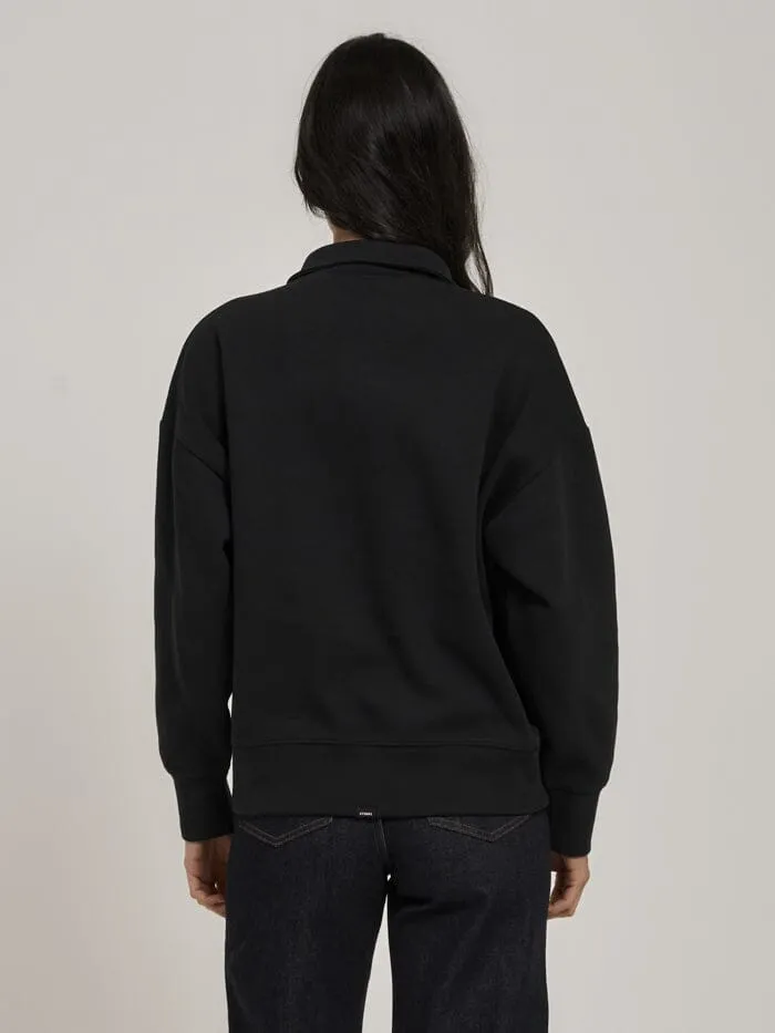 Womens Animal House Quarter Zip Pullover Washed Black Thrills Sweaters and Fleece