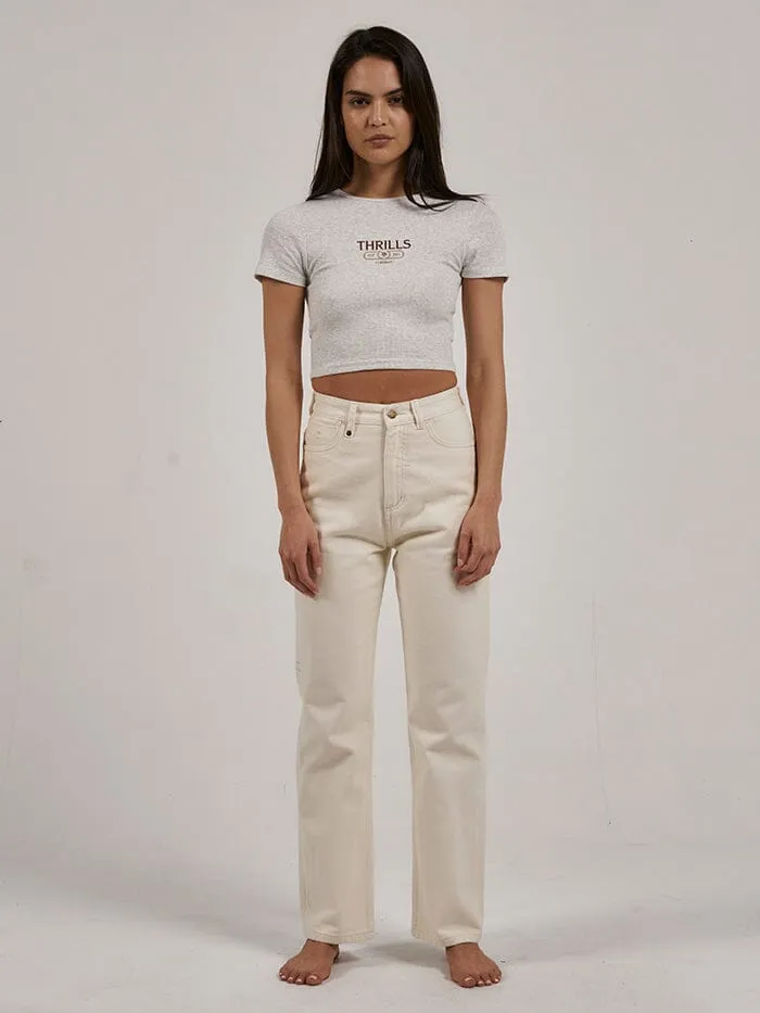Womens Bad Habits Club Baby Tee White Marle Thrills Tops and Tees