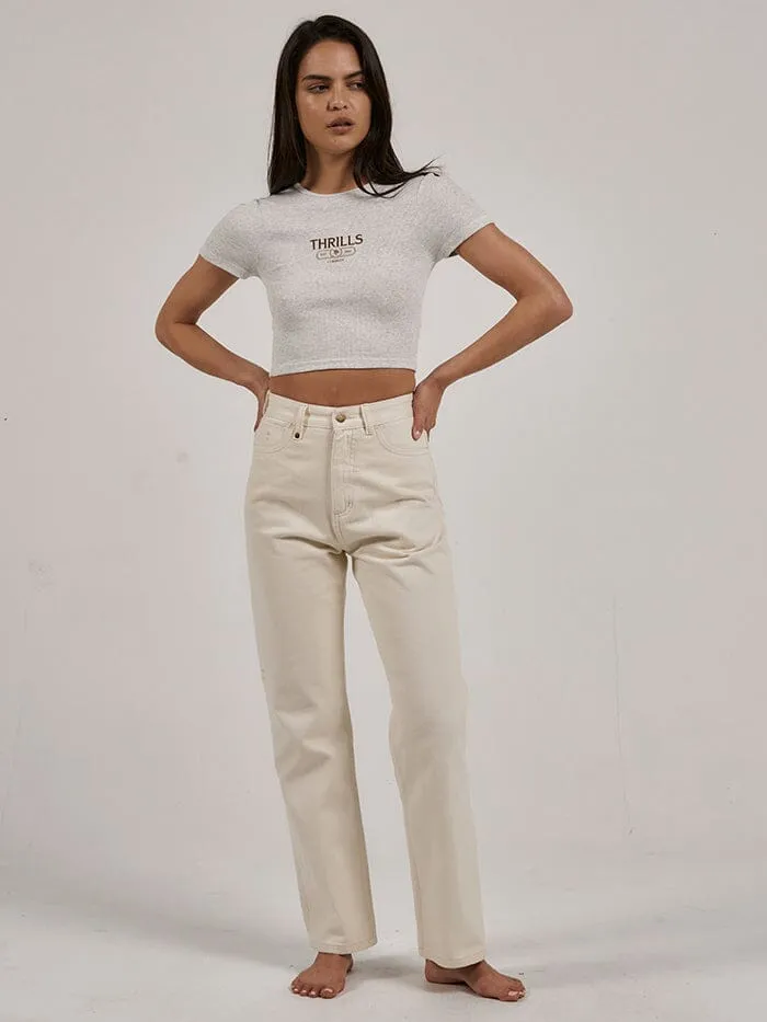 Womens Bad Habits Club Baby Tee White Marle Thrills Tops and Tees