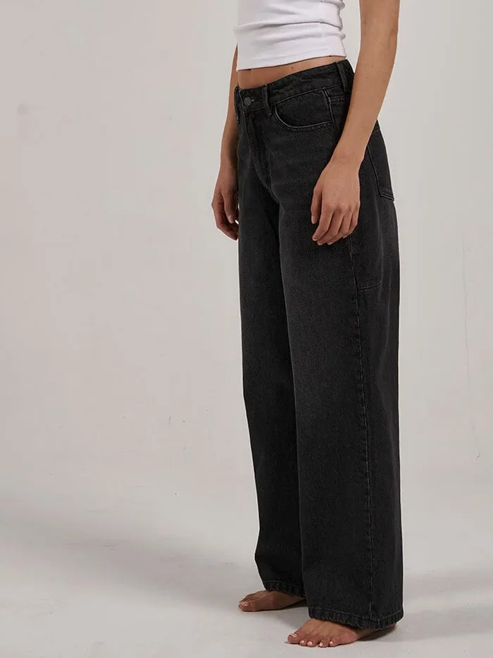 Womens Billie Low Baggie Jean Smoke Black Thrills Denim