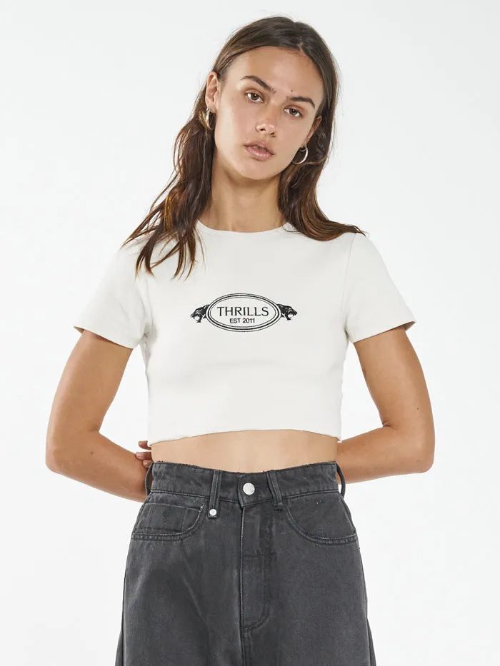 Womens From The Beginning Baby Crop Tee Heritage White Thrills Tops and Tees