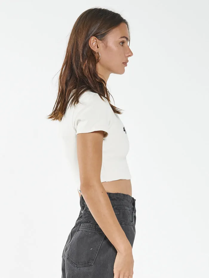 Womens From The Beginning Baby Crop Tee Heritage White Thrills Tops and Tees