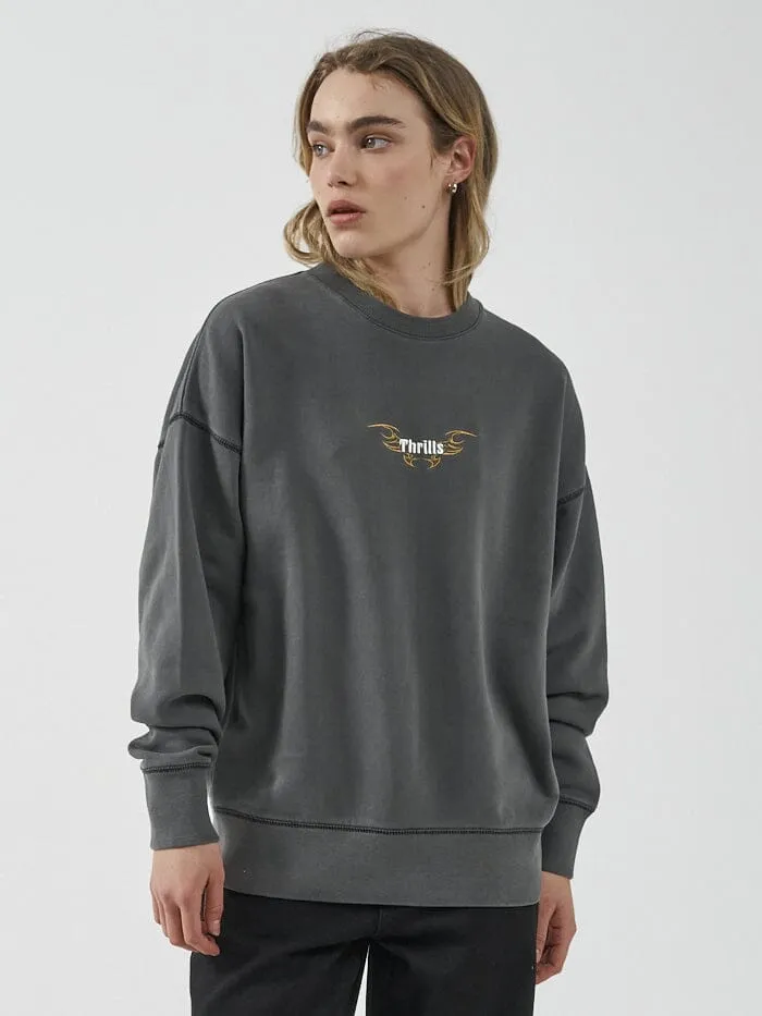 Womens Golden Wings Slouch Crew Merch Black Thrills Sweaters and Fleece