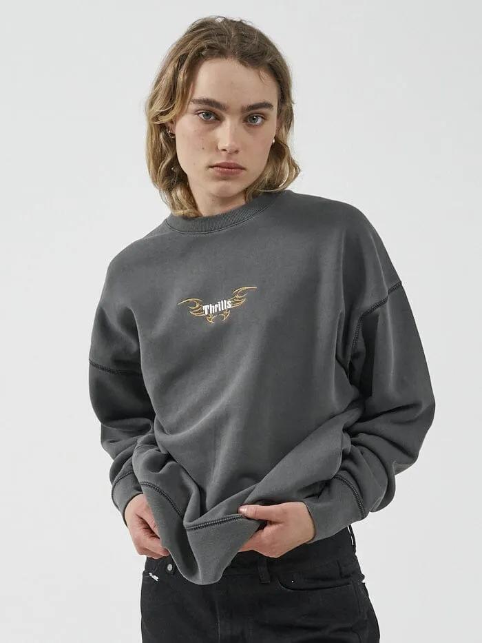 Womens Golden Wings Slouch Crew Merch Black Thrills Sweaters and Fleece