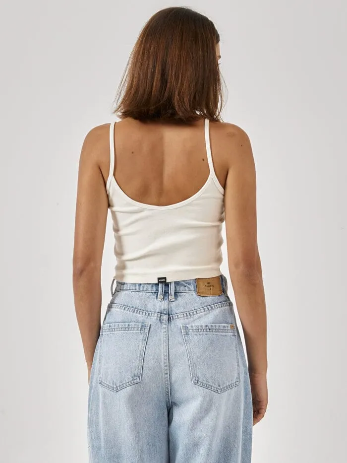 Womens Inlay Crop Bound Tank Heritage White Thrills Tops and Tees