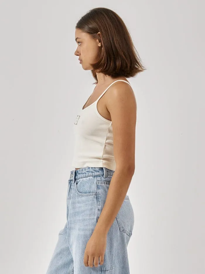 Womens Inlay Crop Bound Tank Heritage White Thrills Tops and Tees
