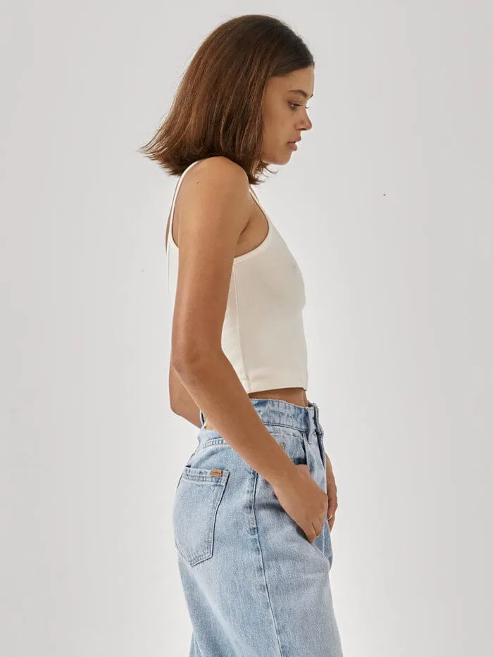Womens Inlay Crop Bound Tank Heritage White Thrills Tops and Tees