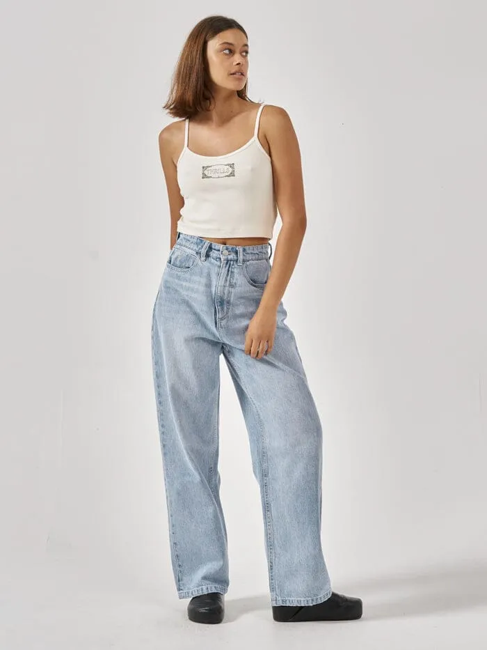Womens Inlay Crop Bound Tank Heritage White Thrills Tops and Tees