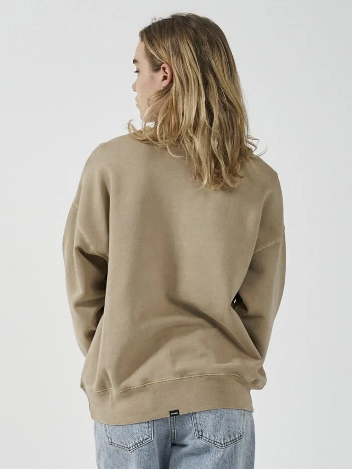 Womens Intuition Slouch Crew Faded Khaki Thrills Sweaters and Fleece