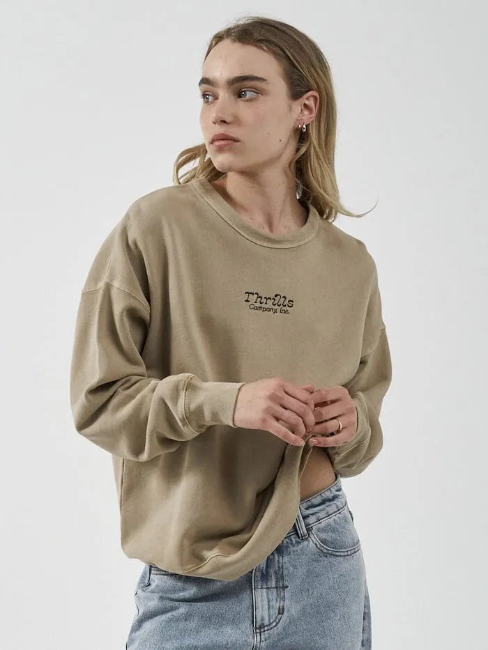 Womens Intuition Slouch Crew Faded Khaki Thrills Sweaters and Fleece