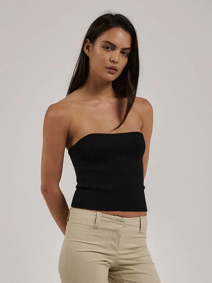 Womens Nisha Knit Tube Top Black Thrills Tops and Tees