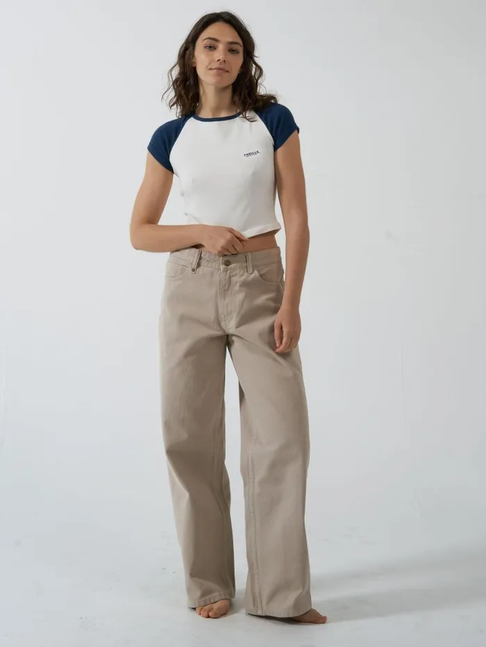 Womens Oblique Raglan Tee Sea Blue Thrills Tops and Tees