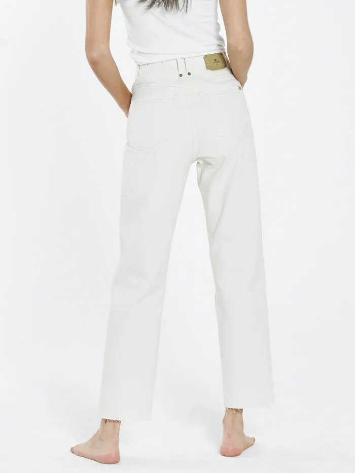 Womens Paige Button Jean Shady White Thrills High Waisted Jeans