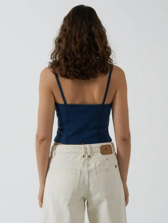 Womens Rib Seam Tank Sea Blue Thrills Tops and Tees