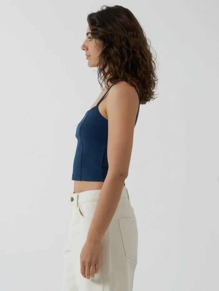 Womens Rib Seam Tank Sea Blue Thrills Tops and Tees