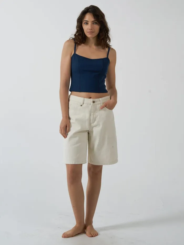 Womens Rib Seam Tank Sea Blue Thrills Tops and Tees