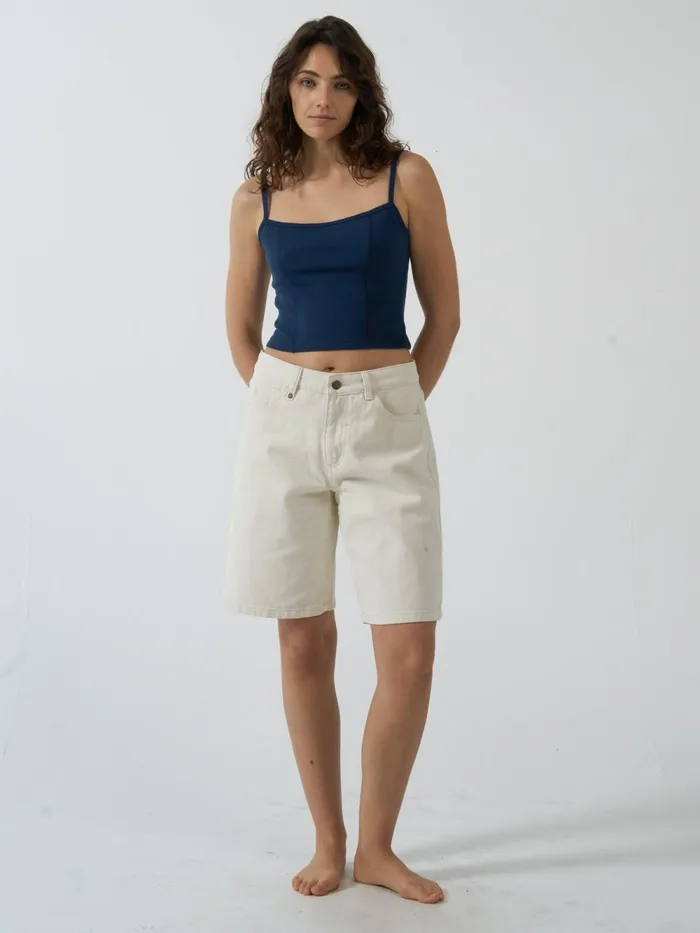 Womens Rib Seam Tank Sea Blue Thrills Tops and Tees