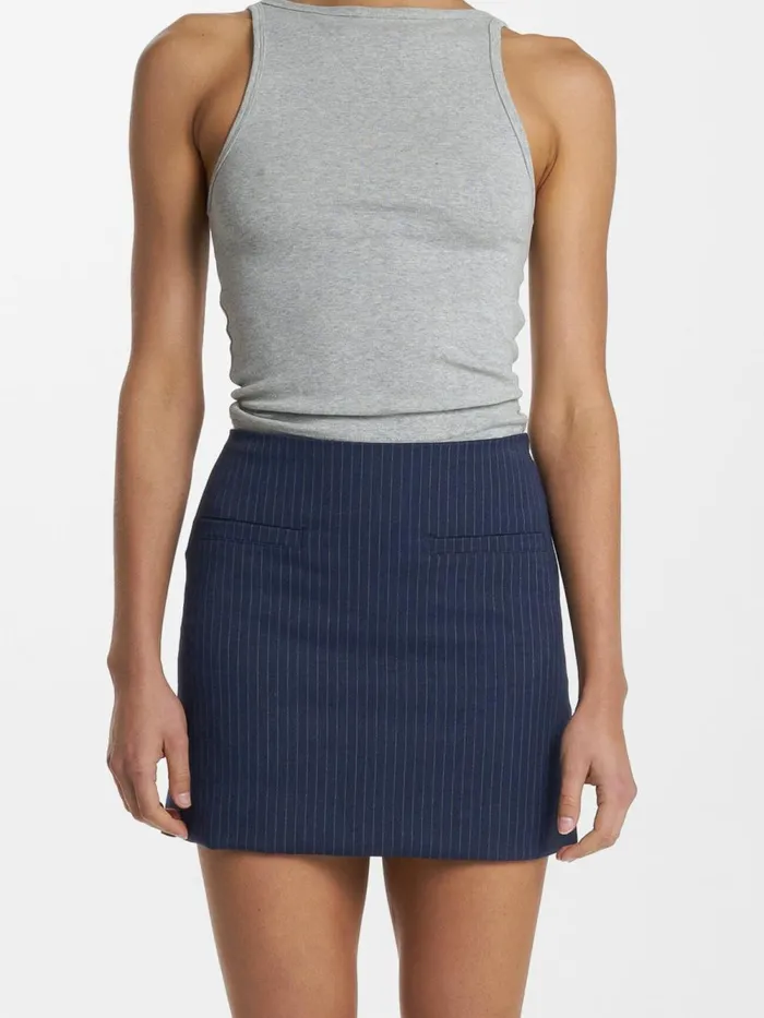 Womens Rory Pinstripe Mini Skirt Station Navy Thrills Skirts