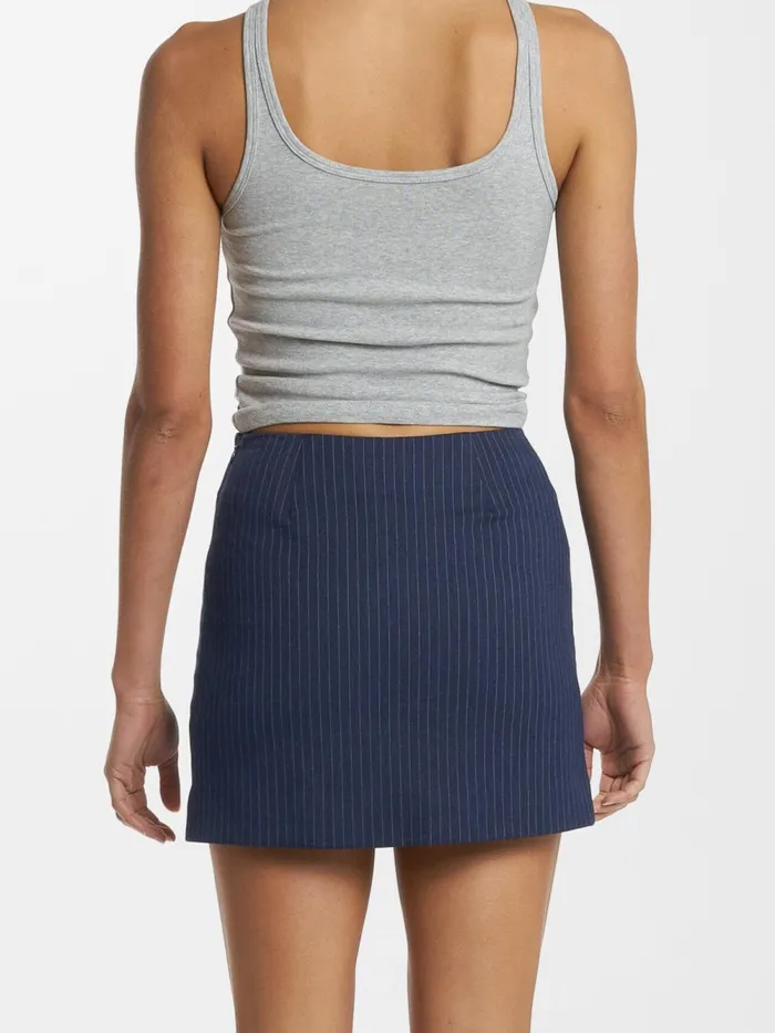 Womens Rory Pinstripe Mini Skirt Station Navy Thrills Skirts