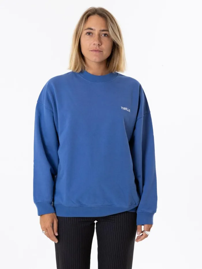 Womens Spectral Oversize Crew Vintage Royal Blue Thrills Sweaters and Fleece