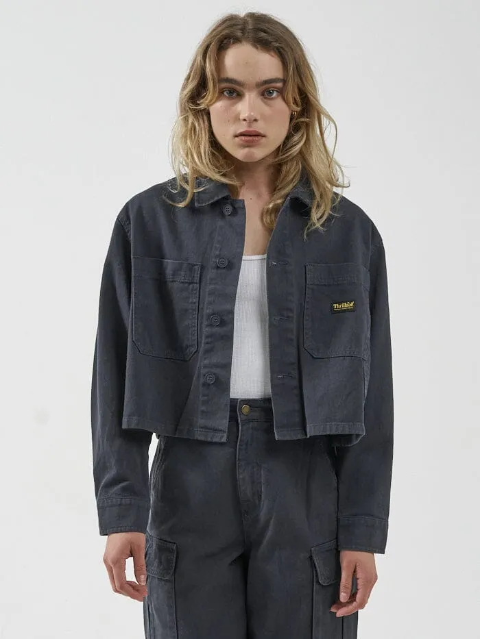 Womens Union Crop Overshirt Petrol Thrills Jackets