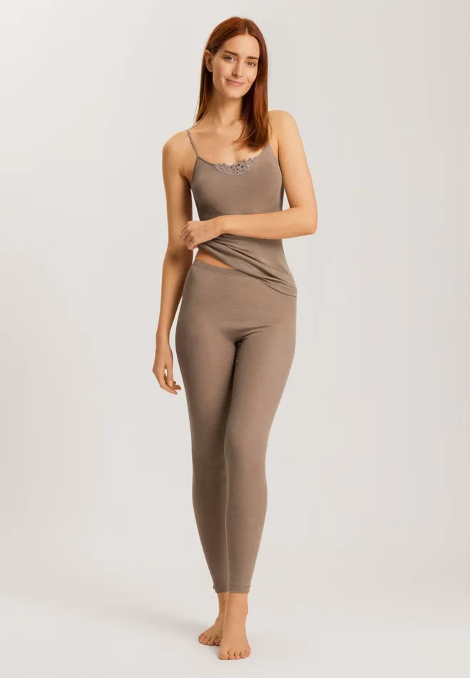 Wool And Silk Camisole With Embroidery Taupe Women HANRO Camisoles