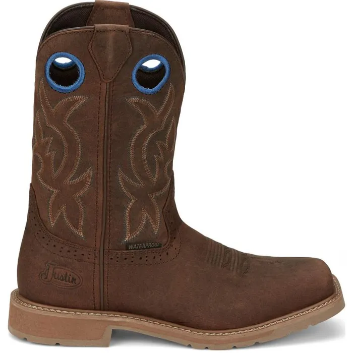 Work Men Justin Boots All Around 11034 Waterproof Work Boot Brown
