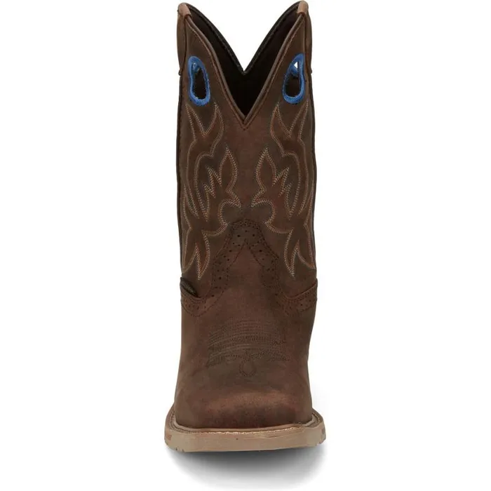 Work Men Justin Boots All Around 11034 Waterproof Work Boot Brown