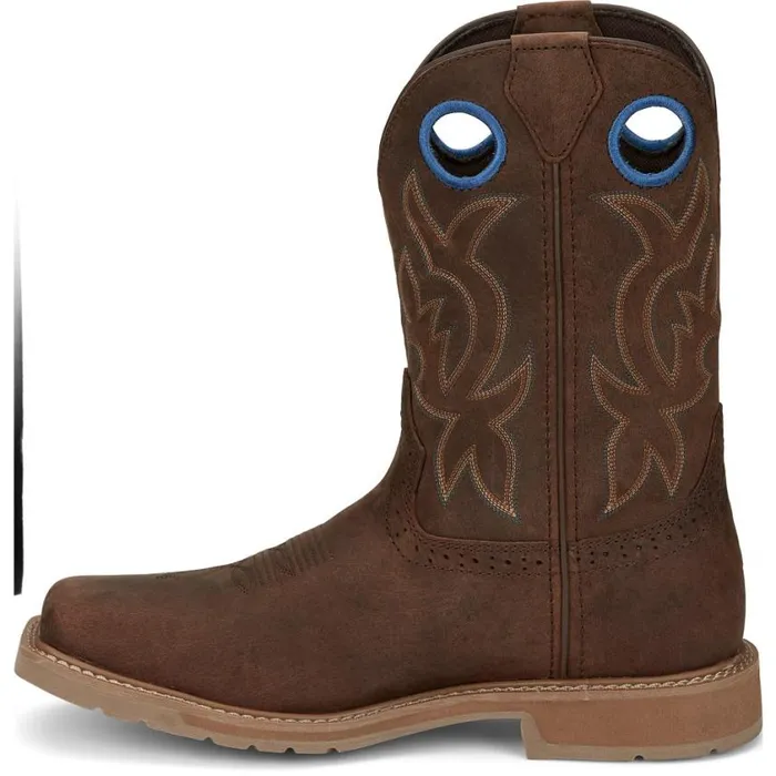 Work Men Justin Boots All Around 11034 Waterproof Work Boot Brown