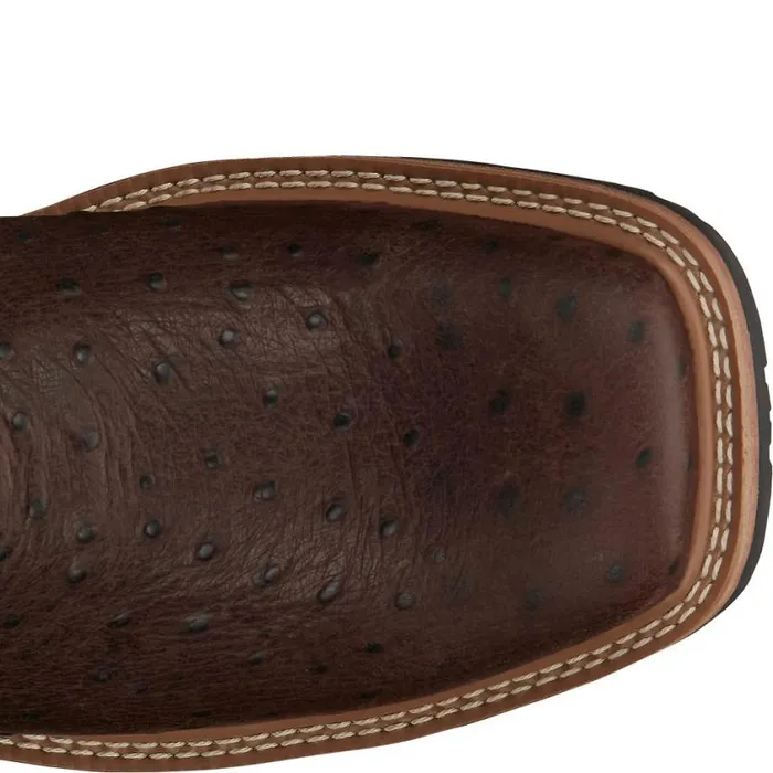 Work Men Justin Boots Derrickman 12034 Waterproof Work Boot Brown Ostrich Print 040brown041