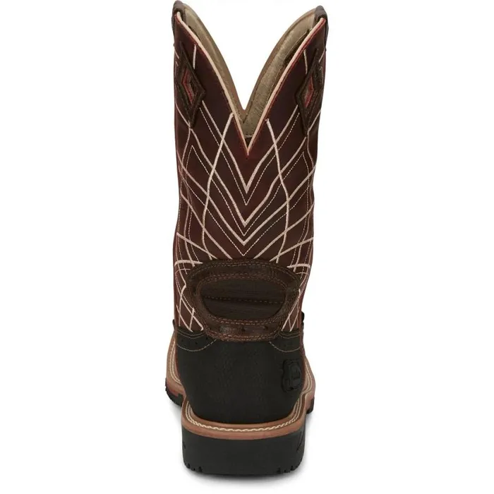 Work Men Justin Boots Derrickman 12034 Waterproof Work Boot Brown Ostrich Print 040brown041