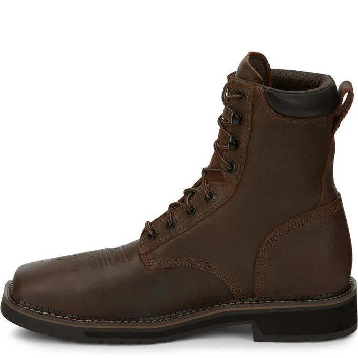 Work Men Justin Boots Driller 8034 Composite Toe Waterproof LaceUp Work Boot Aged Brown 040brown041