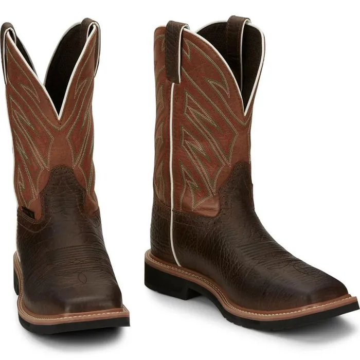 Work Men Justin Boots Electrician 11034 Steel Toe Work Boot Brown