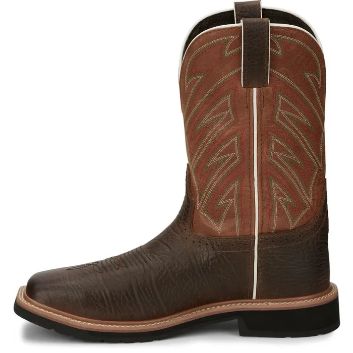 Work Men Justin Boots Electrician 11034 Steel Toe Work Boot Brown