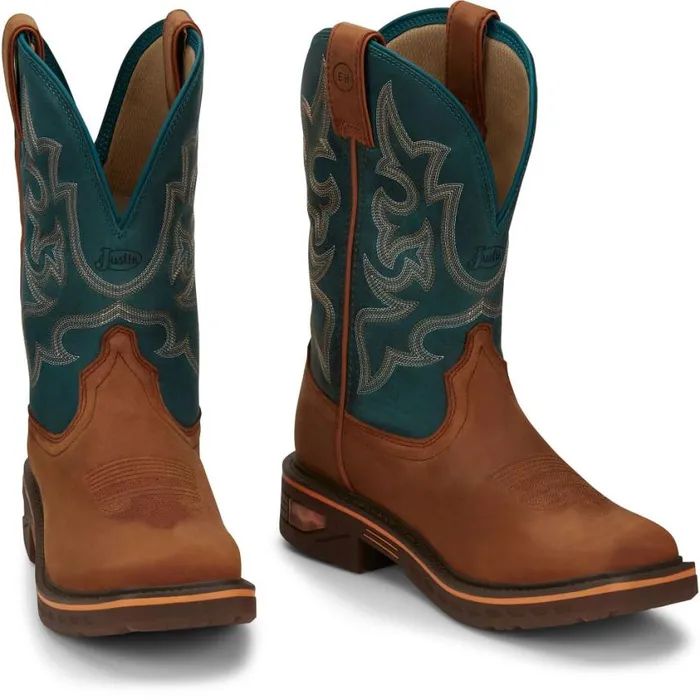 Work Men Justin Boots Resistor 11034 Work Boot Russet Blue 040brown041