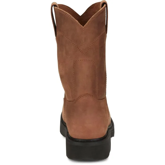 Work Men Justin Boots RoundUp 10 Round Steel Toe Work Boot Aged Bark Brown 040brown041