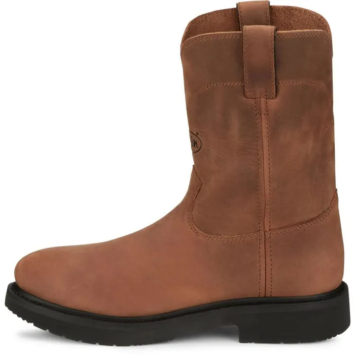 Work Men Justin Boots RoundUp 10 Round Steel Toe Work Boot Aged Bark Brown 040brown041