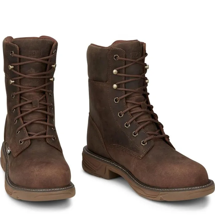 Work Men Justin Boots Rush 8034 Lace UP Nano Comp Toe Waterproof Pecan Brown 040brown041 Work Men Justin Boots Rush 8034 Lace UP Nano Comp Toe Waterproof Pecan Brown 040brown041