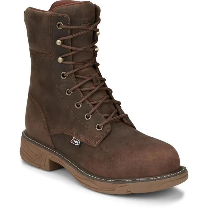 Work Men Justin Boots Rush 8034 Lace UP Nano Comp Toe Waterproof Pecan Brown 040brown041