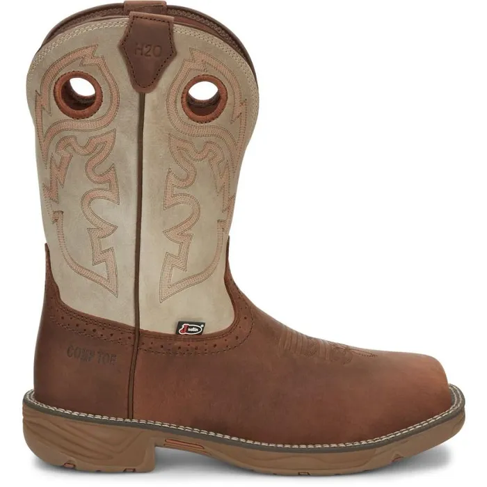 Work Men Justin Boots Rush II 11034 Composite Toe Waterproof Work Boot Rust 040tan041