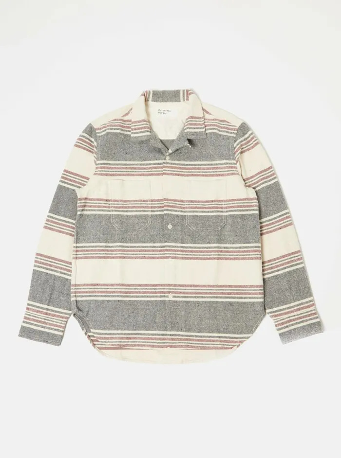 Work Shirt In Ecru Brushed Stripe Men Universal Works Overshirts