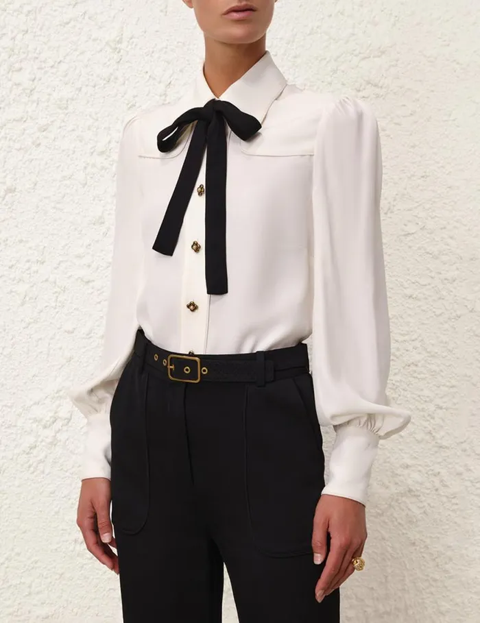 Zimmermann Clothing Collared Shirt Cream 8211 Women