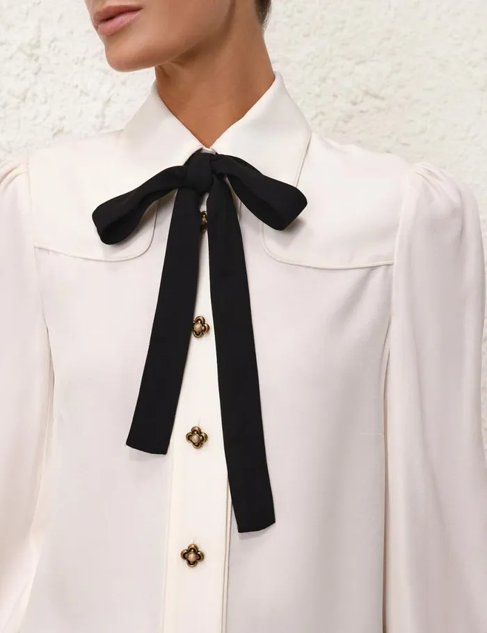 Zimmermann Clothing Collared Shirt Cream 8211 Women