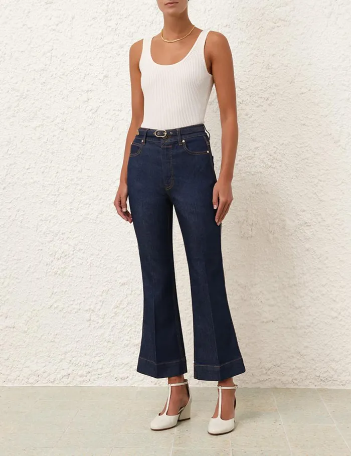Zimmermann Clothing Cropped Flare Jean Ink 8211 Women