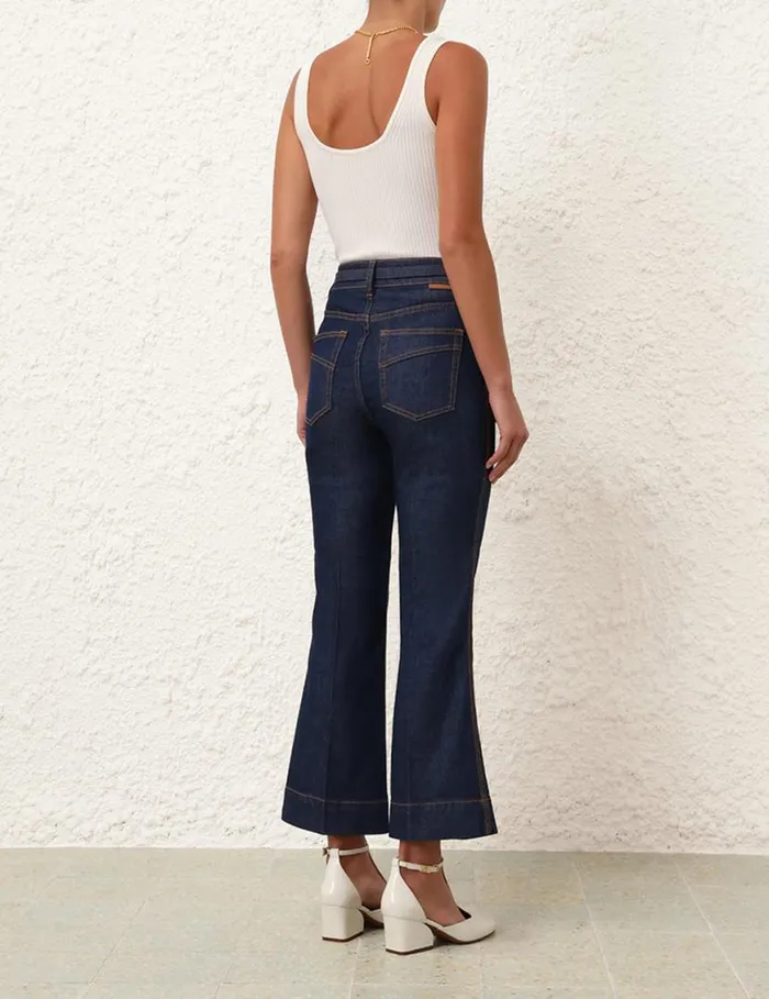 Zimmermann Clothing Cropped Flare Jean Ink 8211 Women