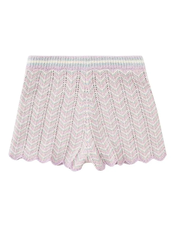 Zimmermann Clothing Halliday Textured Knit Shorts Multi 8211 Kids