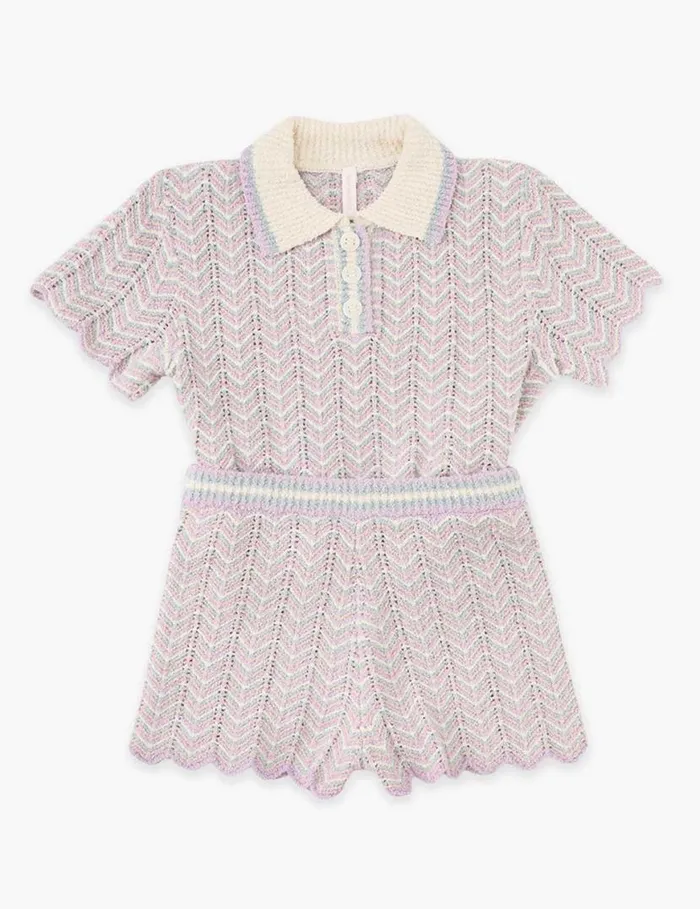 Zimmermann Clothing Halliday Textured Knit Shorts Multi 8211 Kids