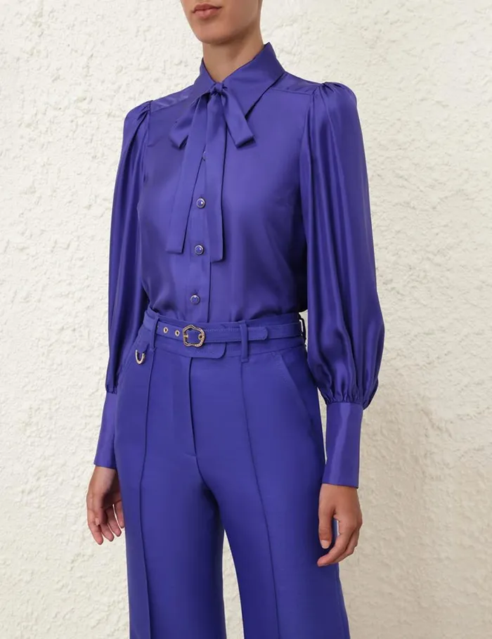 Zimmermann Clothing Natura Blouson Shirt Lapis 8211 Women