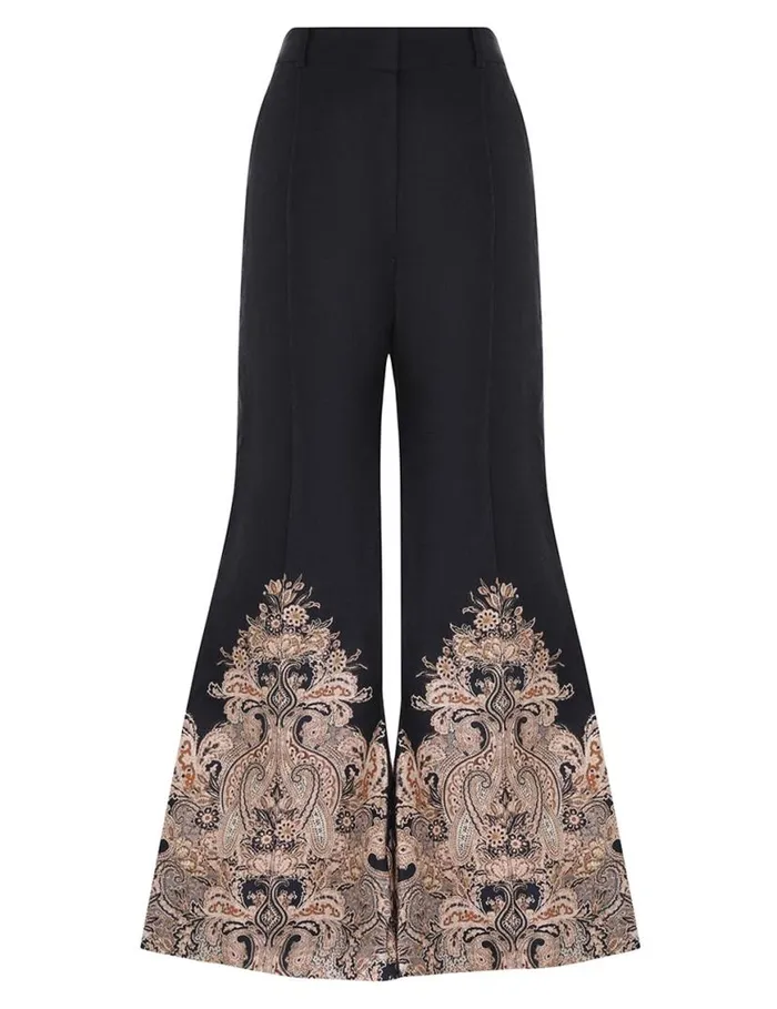 Zimmermann Clothing Natura Flare Pant Navy Paisley 8211 Women